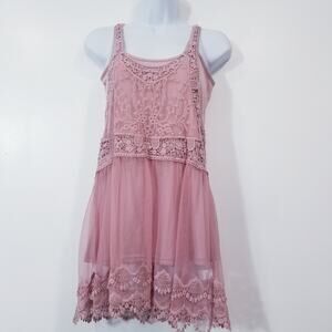 La Bellum by Hillary Scott Blush Lace Babydoll Tunic Blouse